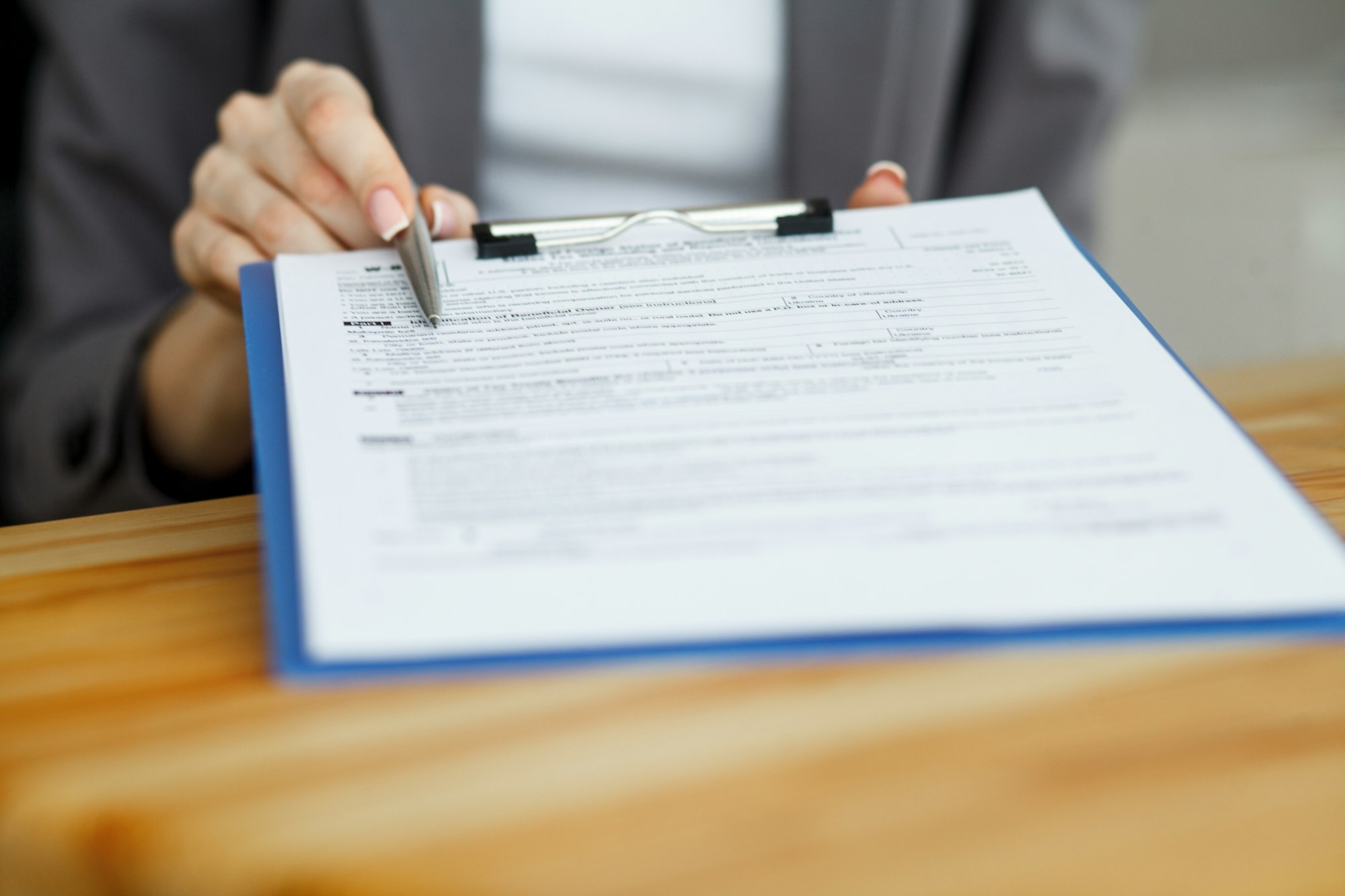 Contract waiting for a notary public sign on desk